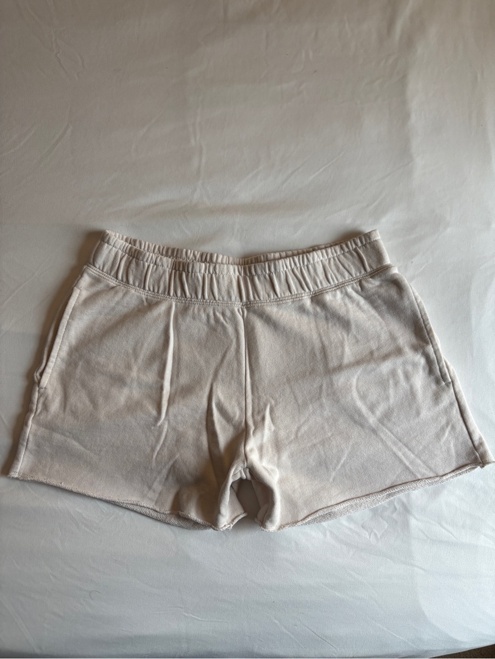 Reflex Beige Elastic Waist Sweat Shorts Casual Loungewear Minimalist Soft Girl